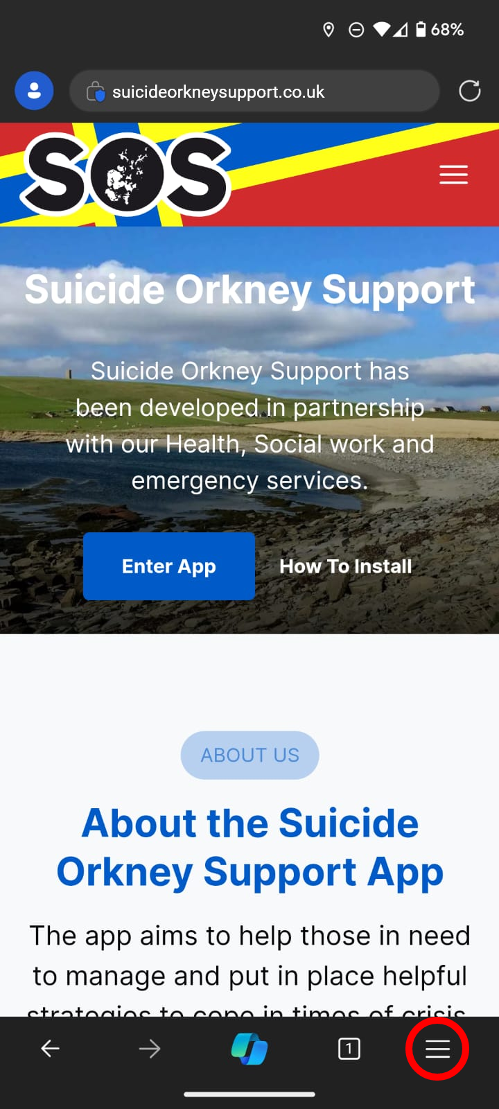 Highlighted three-dot menu in Edge